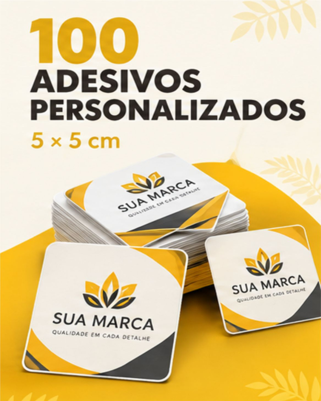 ? ADESIVOS PERSONALIZADOS ? 5 ? 5 CM
Sua marca merece aparecer!
D? mais personalidade ?s suas embalagens, produtos e materiais promocionais com adesivos personalizados com sua logo, nome ou arte exclusiva.
Ideais para pequenos neg?cios, loja